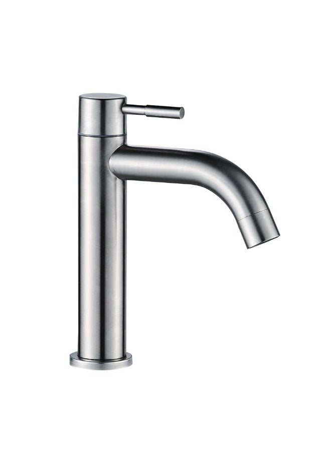 DANUBE HOME Danube Home Milano Denz Plus Cold Tap Basin Mixer Brush Nickel | Brass Body Single Tap Wash Basin Mixer Sink Faucet For Bathroom Vanity Lavatory - Brushed Nickel - Image 1