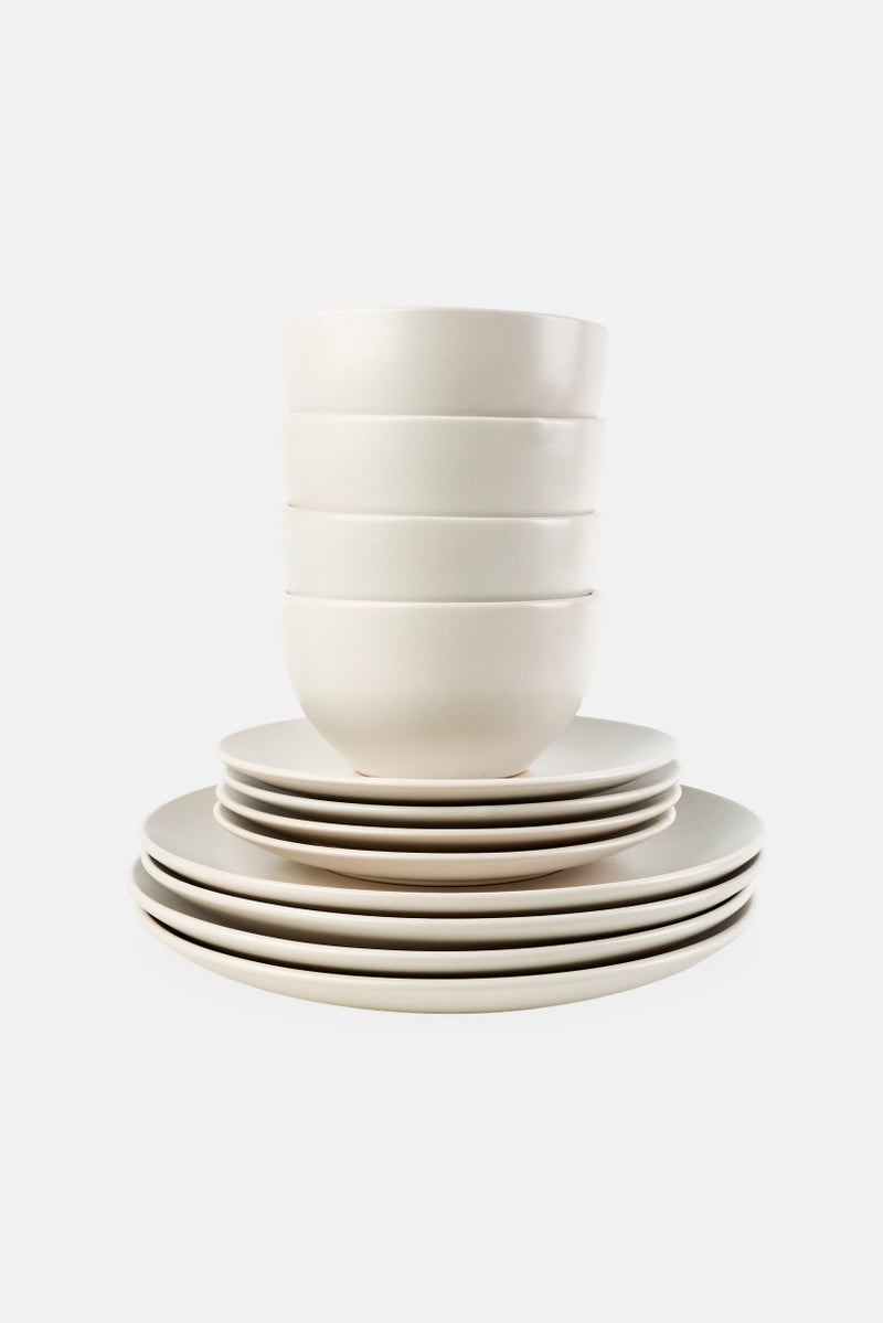 Nanette lepore 12 Pieces Stoneware Plain Dinner Set, White - Image 1