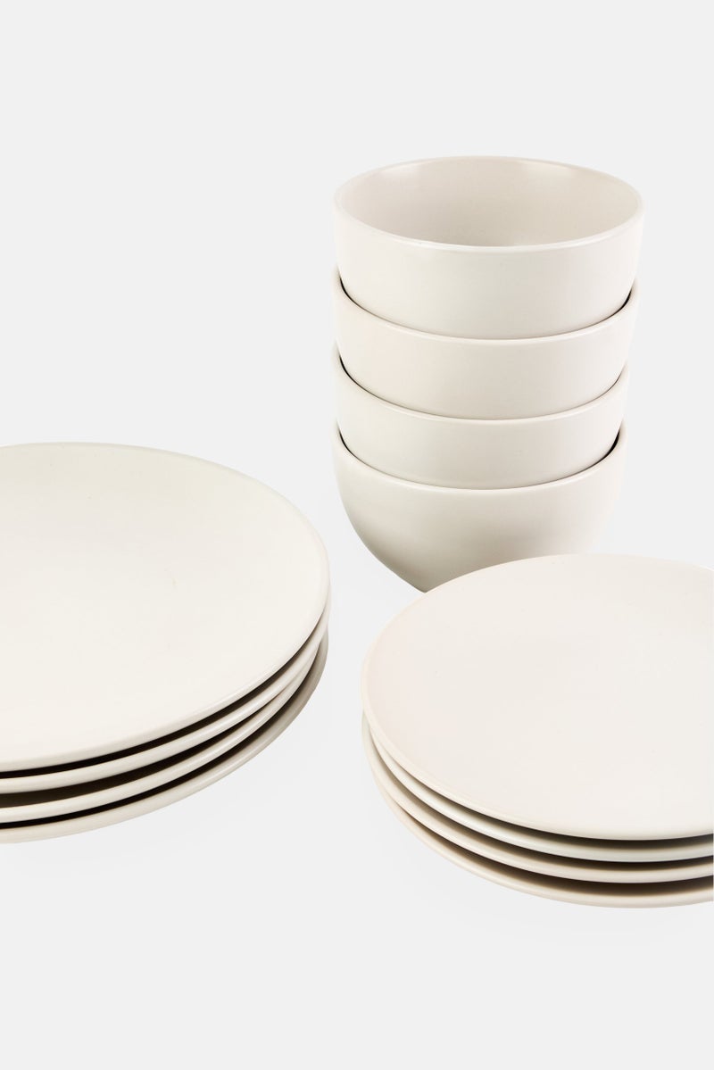 Nanette lepore 12 Pieces Stoneware Plain Dinner Set, White - Image 3