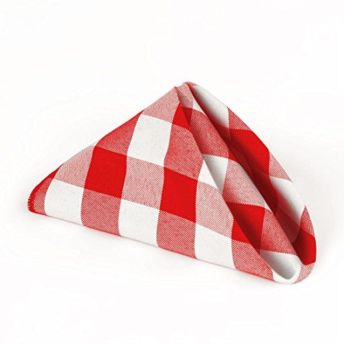 LTC LINENS LinenTablecloth 15-Inch Polyester Napkins (1-Dozen) Red & White Checker - Image 4