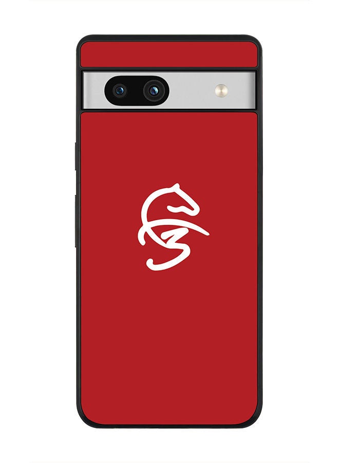 Stylizedd Rugged Black edge case for Google Pixel 7a 5G Slim fit Soft Case Flexible Rubber Edges Anti Drop TPU Gel Thin Cover -   Faz3 Icon Red - Image 1