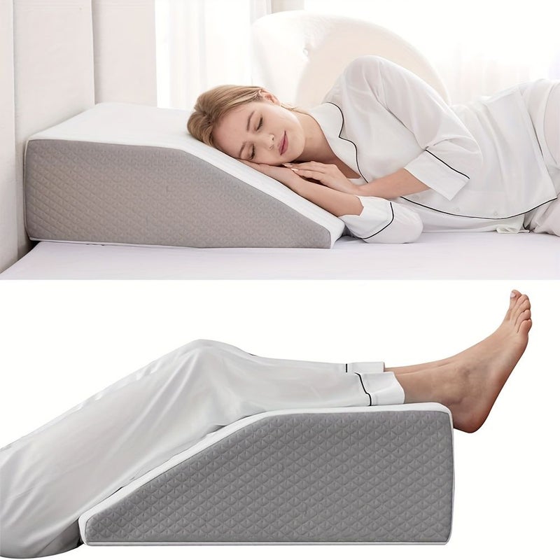 8 Inch Leg Elevating Pillow Wedge Pillow for Leg Elevation Varicose Veins Relief Sleeping Portable Bed Handwashable White Gray - Image 2