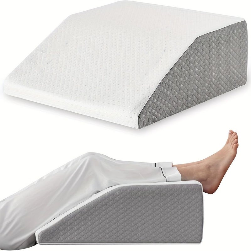 8 Inch Leg Elevating Pillow Wedge Pillow for Leg Elevation Varicose Veins Relief Sleeping Portable Bed Handwashable White Gray - Image 1