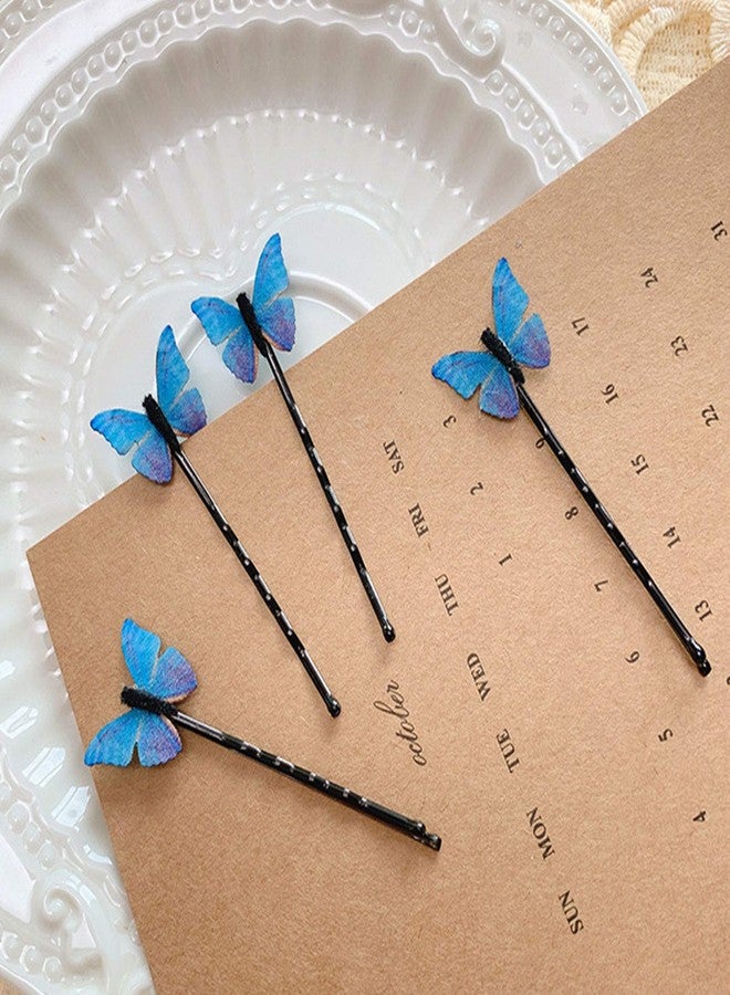 DIYstore 24 Pcs Blue Butterfly Hair Clips Mini Bangs Clips Non-Slip Hair Clips Barrette Clip Hair Accessories for Girls and Women - Image 3