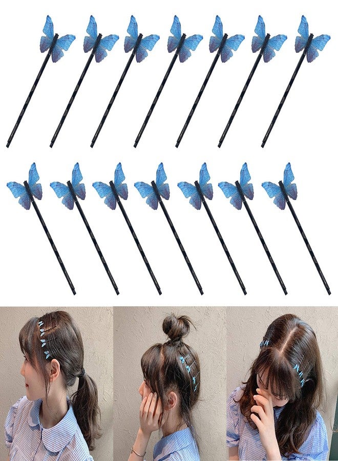 DIYstore 24 Pcs Blue Butterfly Hair Clips Mini Bangs Clips Non-Slip Hair Clips Barrette Clip Hair Accessories for Girls and Women - Image 1