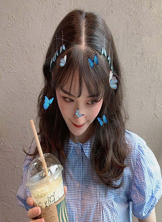 DIYstore 24 Pcs Blue Butterfly Hair Clips Mini Bangs Clips Non-Slip Hair Clips Barrette Clip Hair Accessories for Girls and Women - Image 5