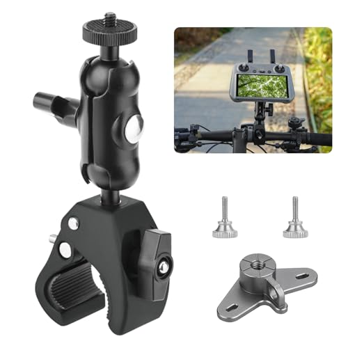 Flymile Bike Holder Mount Adapter for DJI RC 2 RC Controller360 Dual Ball Head Motorcycle Handlebar Holder Clamp for DJI Mini 4 ProMini 3 ProAir 3Mavic 3 Pro Smart Remote Controller Black - Image 1