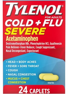 TYLENOL Cold + Flu Severe, Acetaminophen 24 Caplets  - Image 1