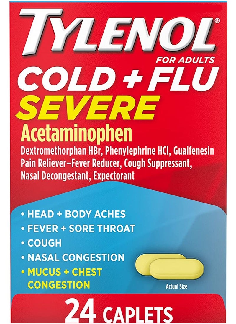 TYLENOL Cold + Flu Severe, Acetaminophen 24 Caplets  - Image 1