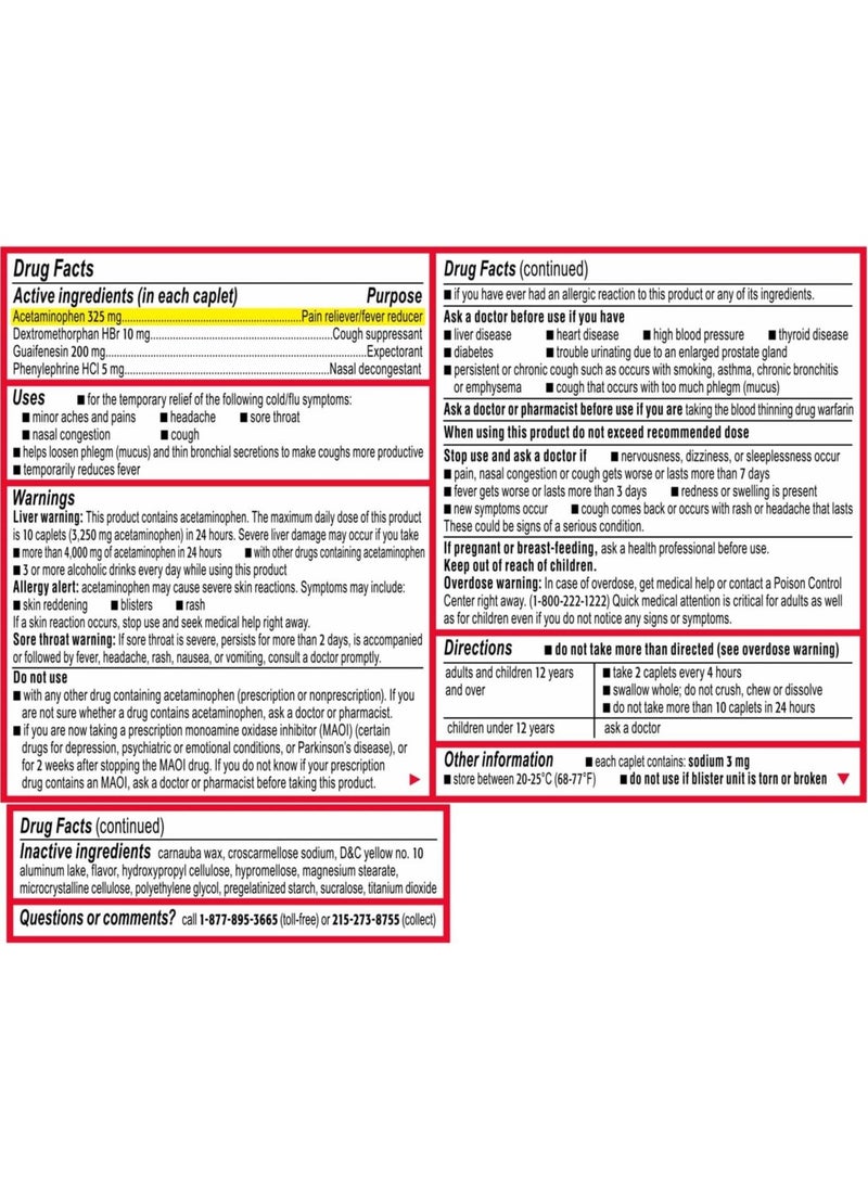 TYLENOL Cold + Flu Severe, Acetaminophen 24 Caplets  - Image 2