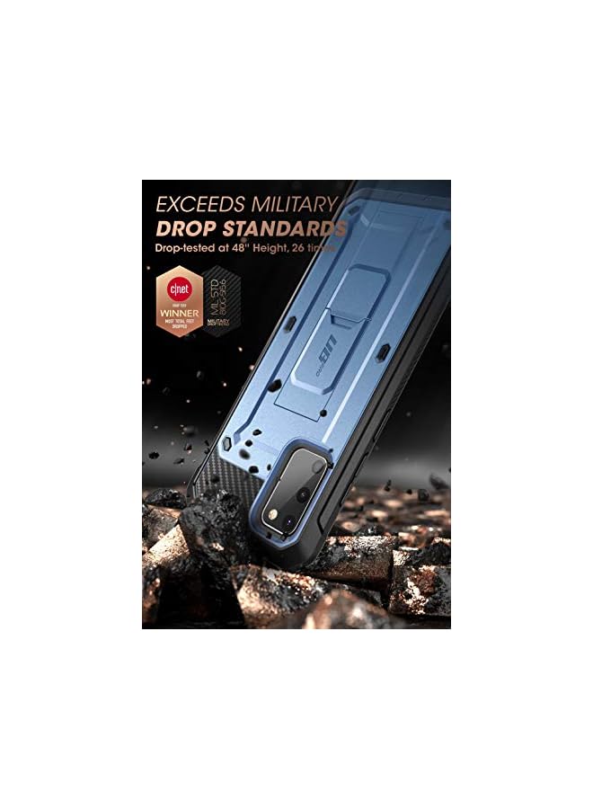 سوبكيس سلسلة Unicorn Beetle Pro مصممة لكامل الجسم بطبقة مزدوجة وحافظة متينة مع واقي شاشة مدمج لهاتف Samsung Galaxy S20 FE (2020) مقاس 6.5 بوصة، أزرق معدني - Image 3