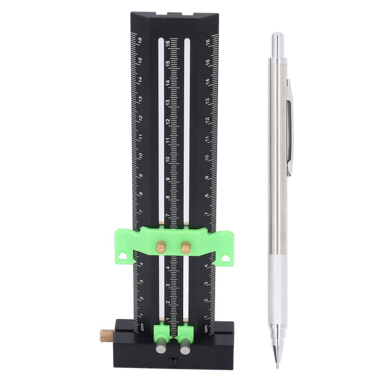 Green T Type Scribing Gauge Double Line Marking Ruler 16CM Woodworking Sliding Measurement Tool - Image 2