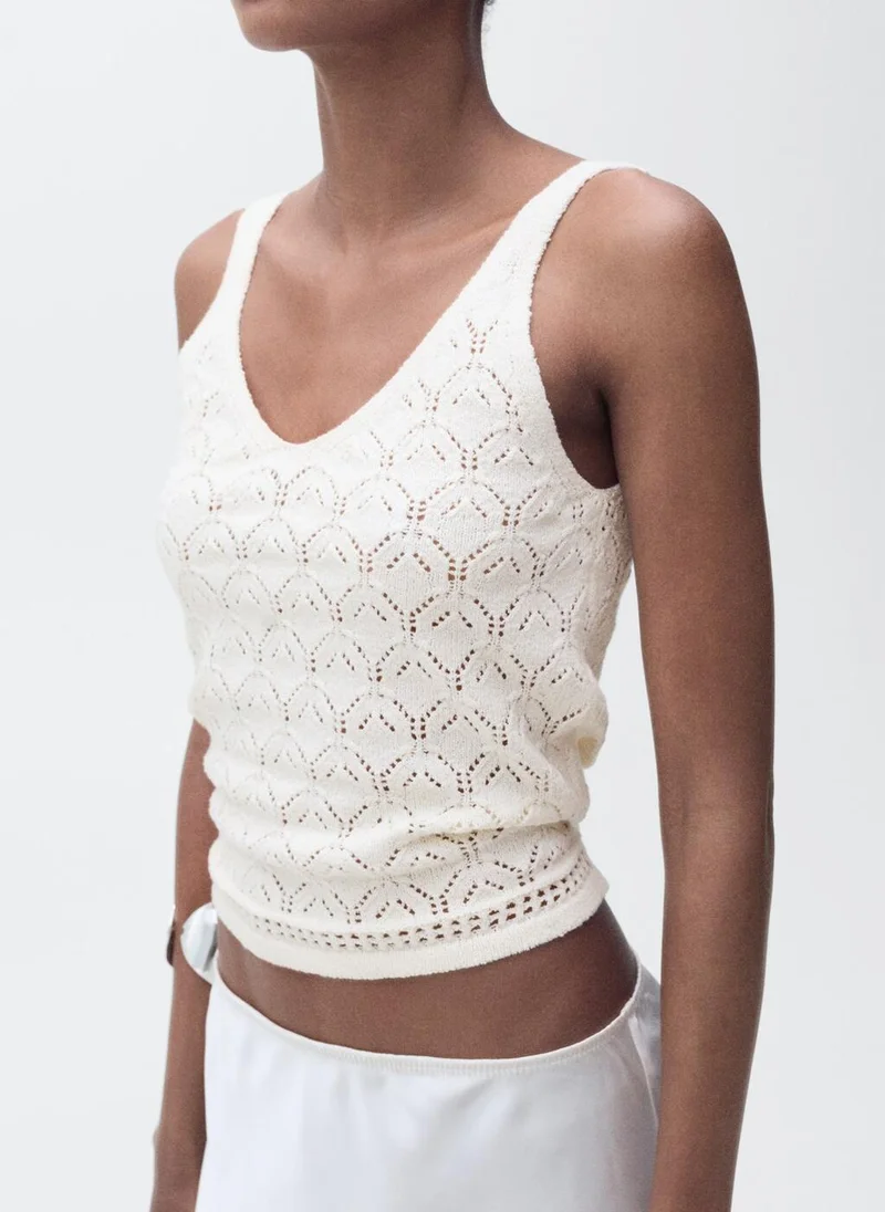MANGO Openwork Details Knit Top