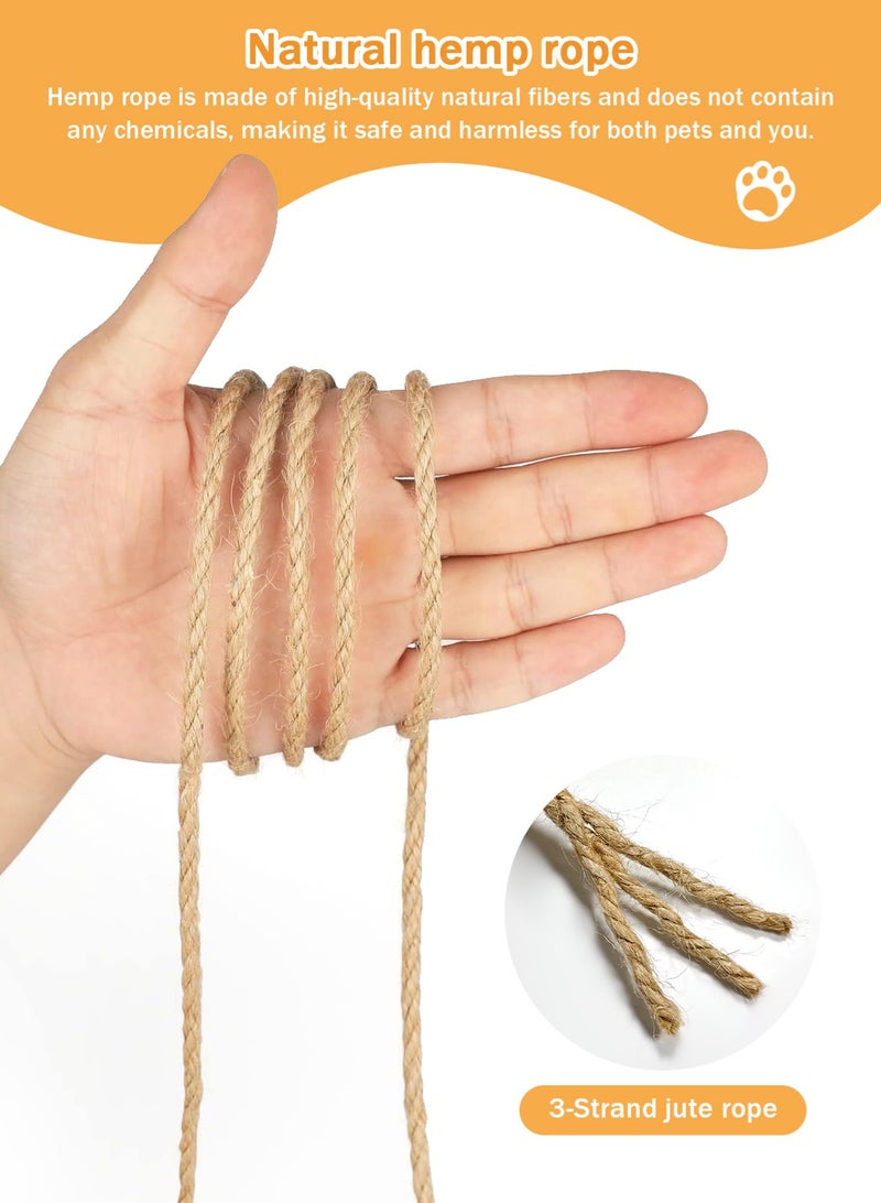 أوربازار حبل سيزال طبيعي لخدش القطط 6 مم × 100 متر، خيوط حبل شجرة القطط لاستبدال عمود خدش القطط، برج القطط مع إصلاح عمود الخدش واستبداله واستعادته وصنعه بنفسك، كتان - Image 4