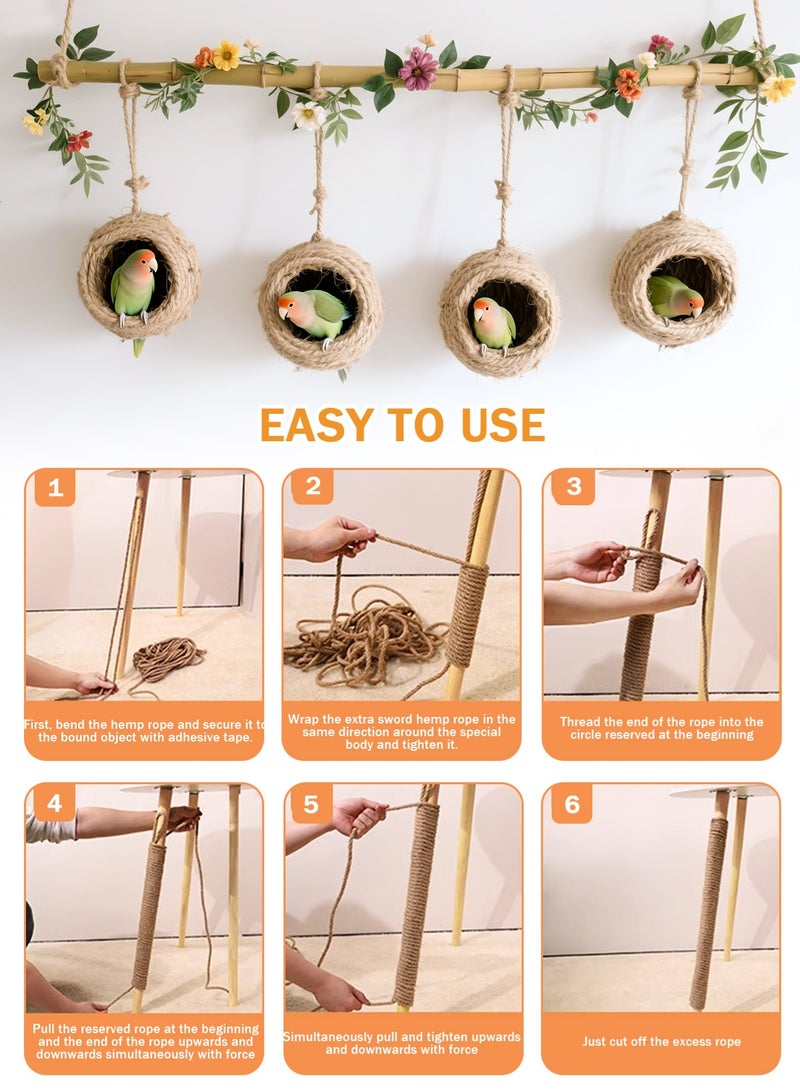 أوربازار حبل سيزال طبيعي لخدش القطط 6 مم × 100 متر، خيوط حبل شجرة القطط لاستبدال عمود خدش القطط، برج القطط مع إصلاح عمود الخدش واستبداله واستعادته وصنعه بنفسك، كتان - Image 5