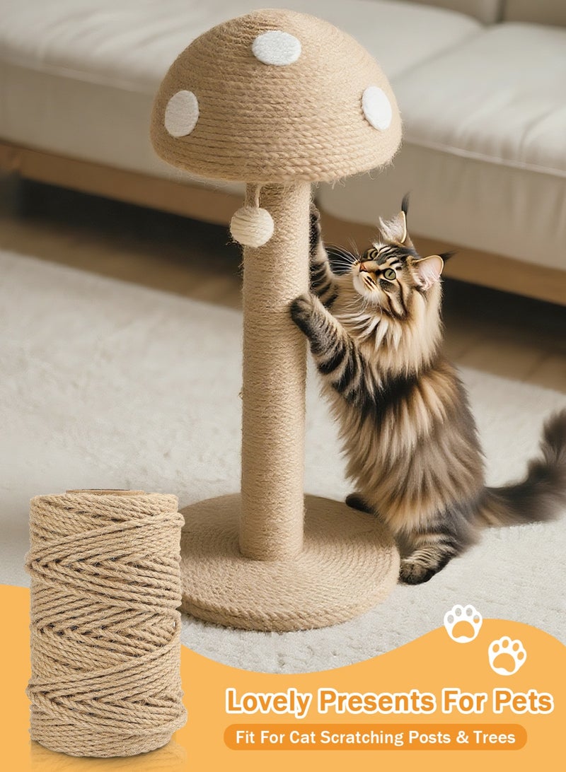 أوربازار حبل سيزال طبيعي لخدش القطط 6 مم × 100 متر، خيوط حبل شجرة القطط لاستبدال عمود خدش القطط، برج القطط مع إصلاح عمود الخدش واستبداله واستعادته وصنعه بنفسك، كتان - Image 2