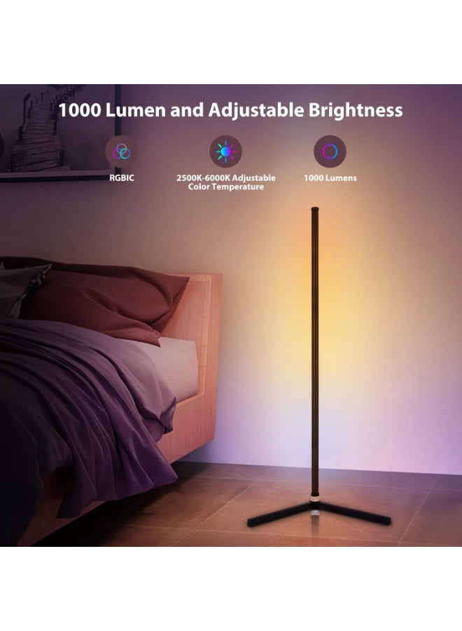 LED Corner Floor Lamp,56” RGB Floor Lamp with Music Sync,Modern Mood Lighting Corner Lamp with Remote & App Control, Creative DIY Mode & Timing,RGB Floor Lamps for Living Room Gaming Room - Image 4