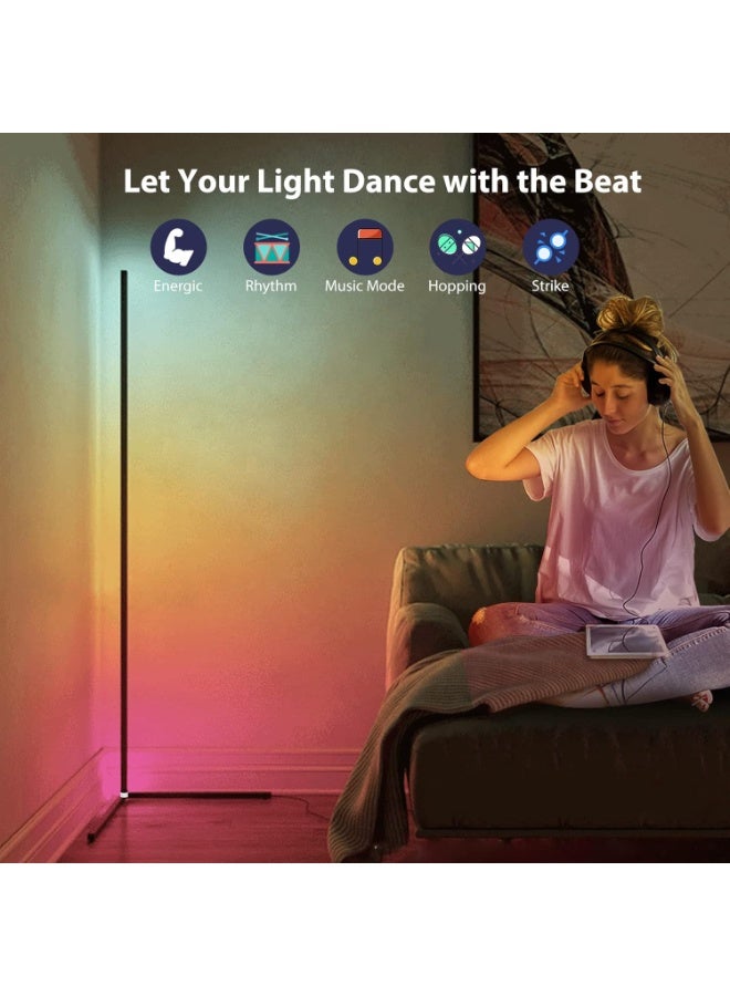 LED Corner Floor Lamp,56” RGB Floor Lamp with Music Sync,Modern Mood Lighting Corner Lamp with Remote & App Control, Creative DIY Mode & Timing,RGB Floor Lamps for Living Room Gaming Room - Image 5