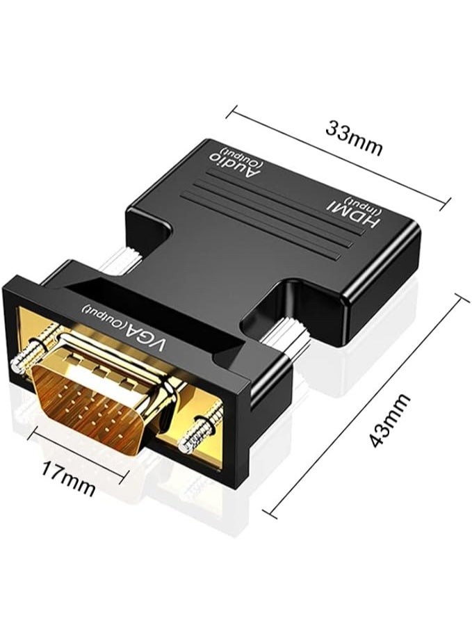 HDMI to VGA Converter with 3.5mm Audio Cable – 1080p 60Hz Female to Male, Compatible with Laptop, TV, and Projector – Multi-Color - Image 3