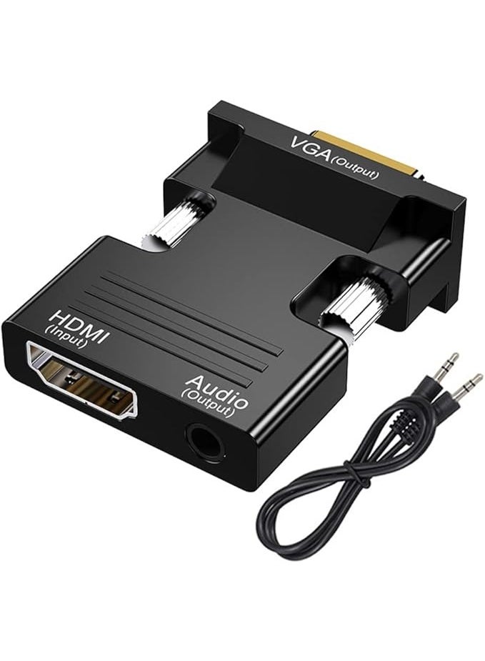 HDMI to VGA Converter with 3.5mm Audio Cable – 1080p 60Hz Female to Male, Compatible with Laptop, TV, and Projector – Multi-Color - Image 1