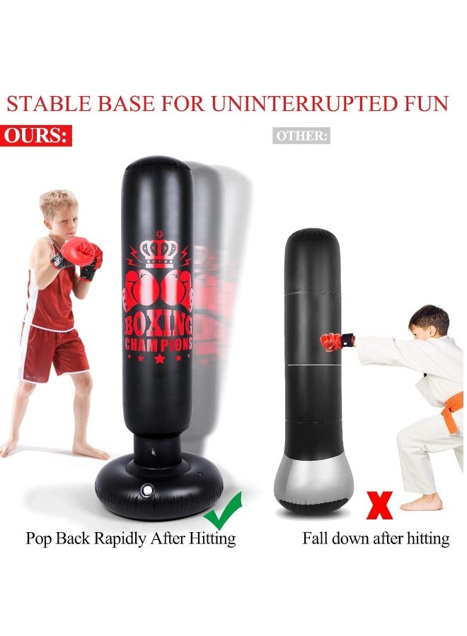 Generic Inflatable Punching Bag for Kids 63"Children Sports Toy Free Standing Bounce Back Tumbler for Sparring Boxing Suitable Karate Kickboxing Gift Boys Girls - Image 3