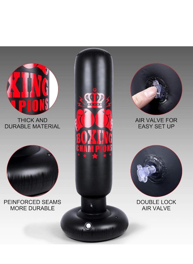 Generic Inflatable Punching Bag for Kids 63"Children Sports Toy Free Standing Bounce Back Tumbler for Sparring Boxing Suitable Karate Kickboxing Gift Boys Girls - Image 5