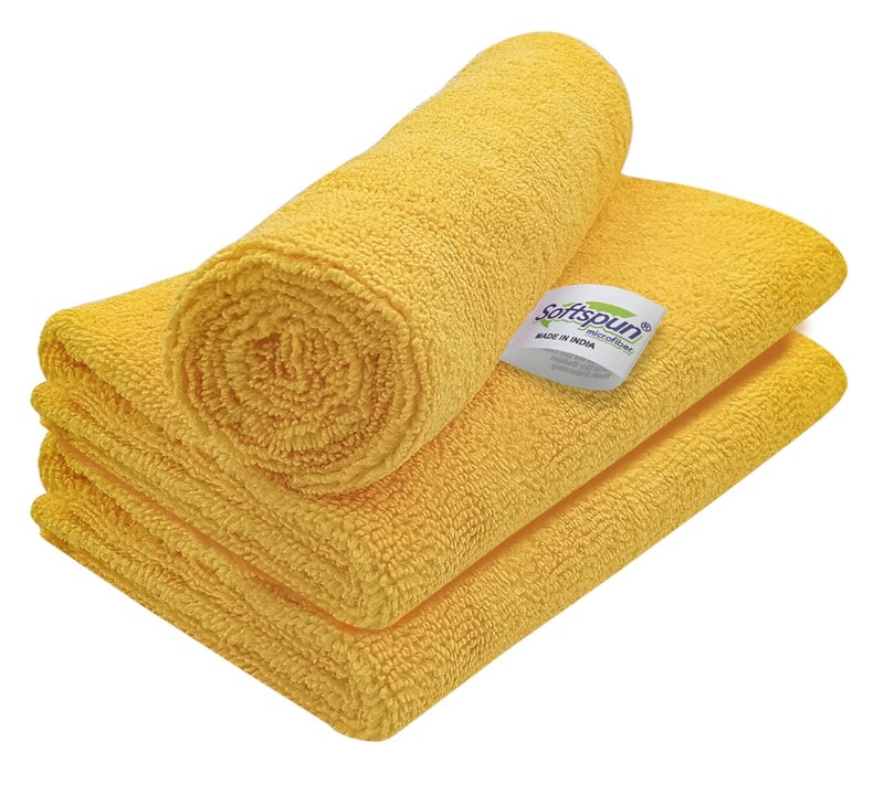 SOFTSPUN Microfiber Cleaning Cloths 3pcs 40x40cms 340GSM Orange Highly Absorbent Lint and Streak Free Multi Purpose Wash Cloth for Kitchen Car Window Stainless Steel Silverware - Image 1
