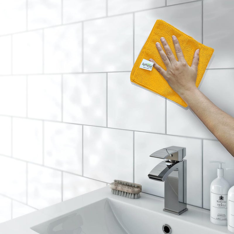 SOFTSPUN Microfiber Cleaning Cloths 3pcs 40x40cms 340GSM Orange Highly Absorbent Lint and Streak Free Multi Purpose Wash Cloth for Kitchen Car Window Stainless Steel Silverware - Image 5