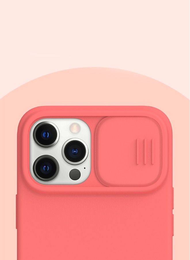 جراب كام شيلد سيليكون مغناطيسي حريري لهاتف Apple iPhone 12 Pro Max - برتقالي وردي - Image 5