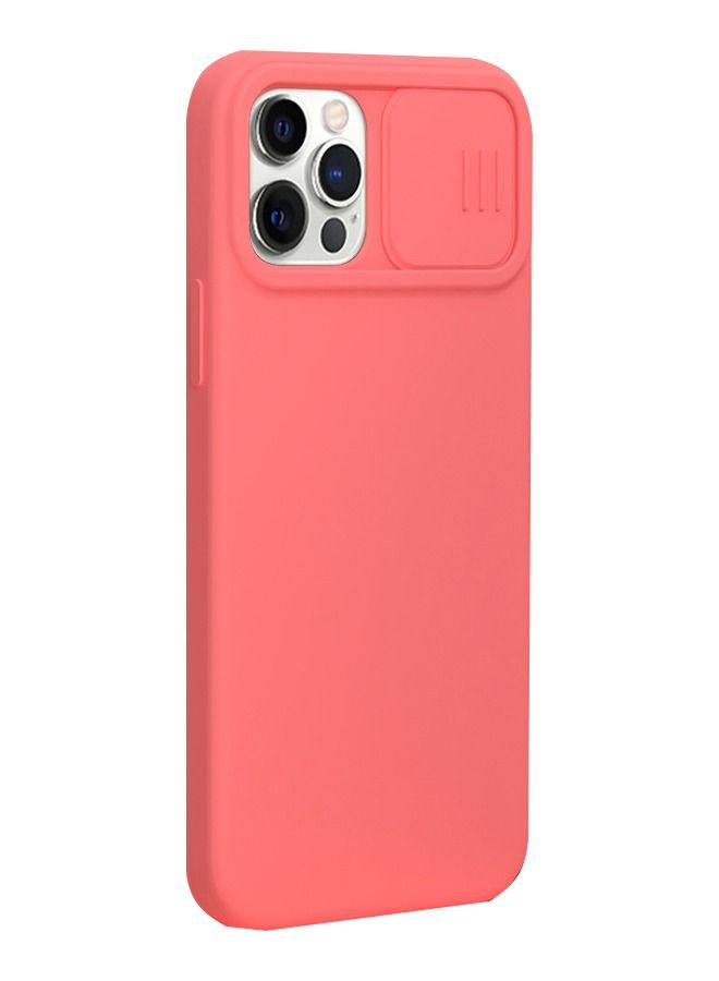 جراب كام شيلد سيليكون مغناطيسي حريري لهاتف Apple iPhone 12 Pro Max - برتقالي وردي - Image 2