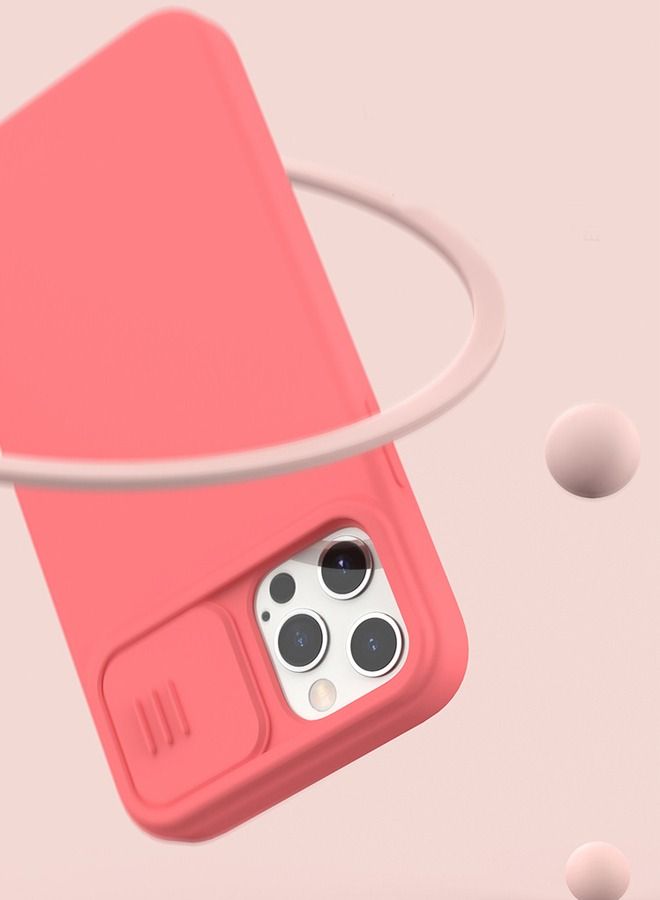 جراب كام شيلد سيليكون مغناطيسي حريري لهاتف Apple iPhone 12 Pro Max - برتقالي وردي - Image 4