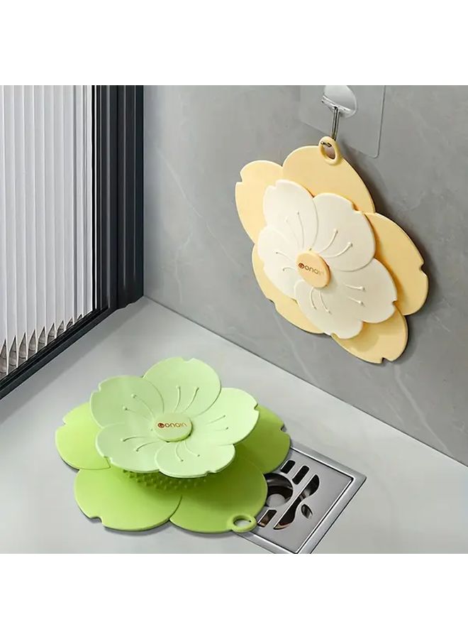 Green Cherry Blossom Drainage Pipe Odor Proof Sealed Cap Floral Design Bathroom Essential - Image 1