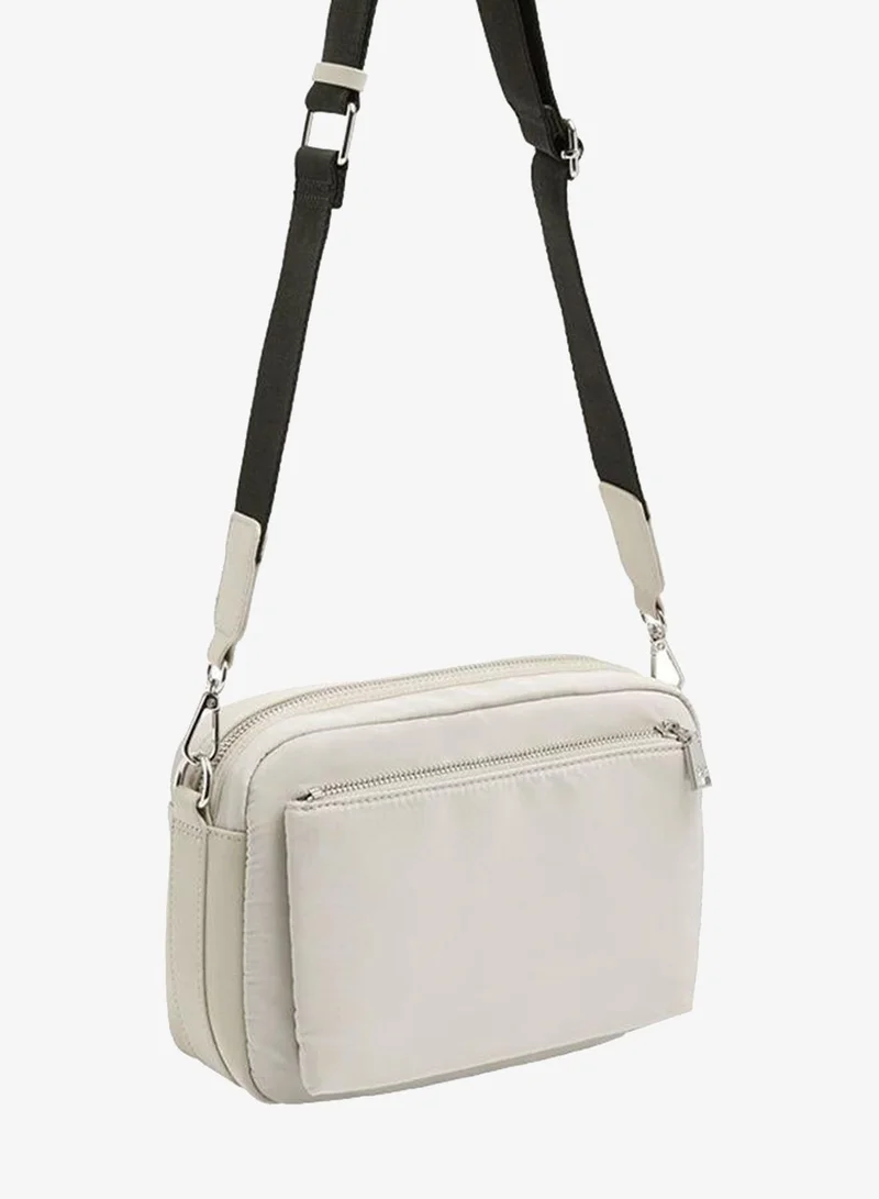 Parfois White Nylon Crossbody Bag With Exterior Pockets for Women | Best Price UAE