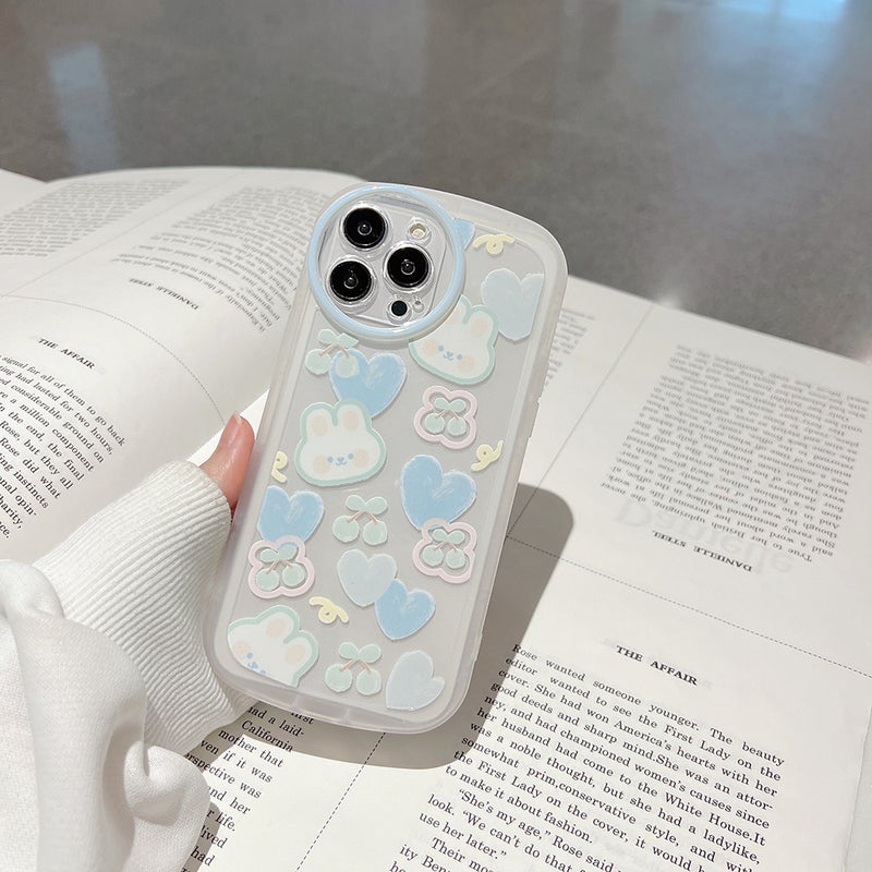 Apple iPhone 16 Pro Max Phone Case, TPU Shockproof Transparent Fashionable Creative Cherry Heart Rabbit Drop-Proof Soft Phone Case - Image 1
