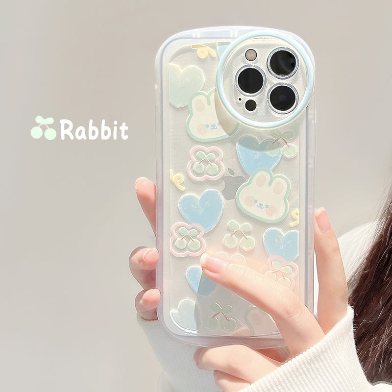 Apple iPhone 16 Pro Max Phone Case, TPU Shockproof Transparent Fashionable Creative Cherry Heart Rabbit Drop-Proof Soft Phone Case - Image 3