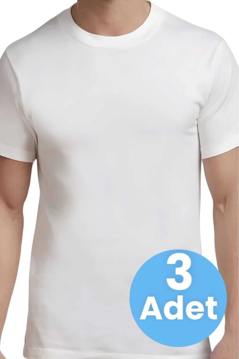 تيزجيلسين Men's Zero Collar Cotton 3-Piece Undershirt