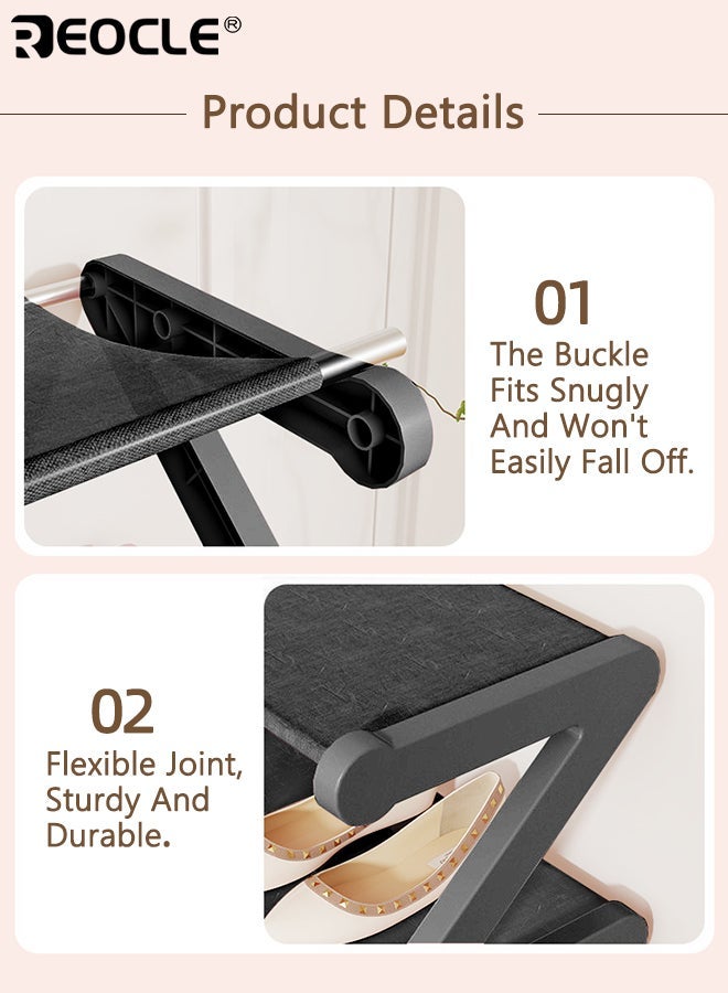 REOCLE 4 Tiers Z-Shaped Shoe Rack Space-saving Shoe Storage Organizer Easy to Assemble No Tool Installation Suitable for Living Rooms or Dormitories - Image 4