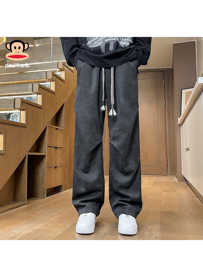 Paul Frank Casual Pants For Men, Spring And Autumn , American Trendy Wide-leg Pants, Men's Dungarees, Black, 3XL - Image 5
