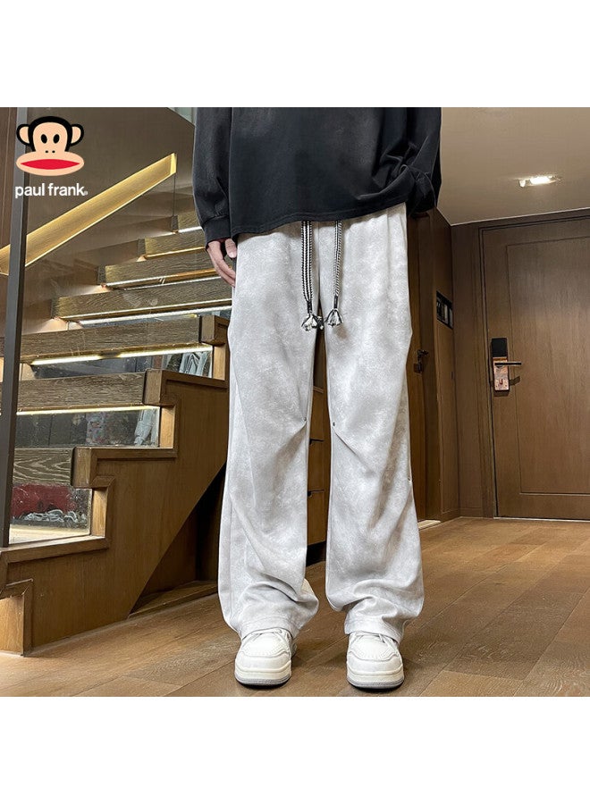 Paul Frank Casual Pants For Men, Spring And Autumn , American Trendy Wide-leg Pants, Men's Dungarees, Black, 3XL - Image 1