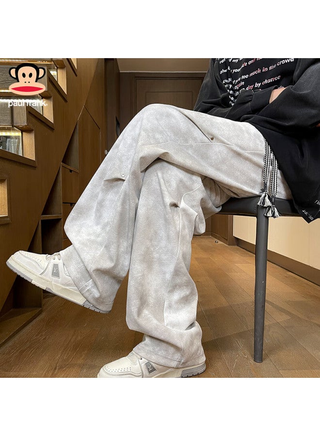 Paul Frank Casual Pants For Men, Spring And Autumn , American Trendy Wide-leg Pants, Men's Dungarees, Black, 3XL - Image 4