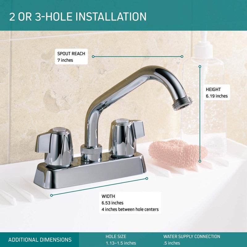 Peerless P299232 Classic Two Handle Laundry Faucet, Chrome - Image 3