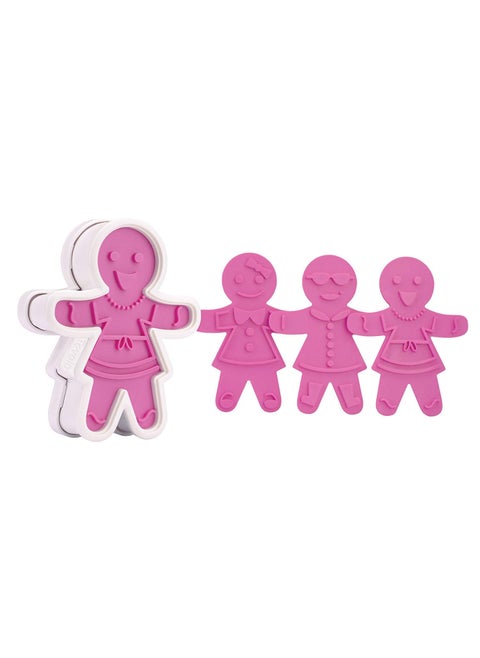 Tovolo Gingerbread Girls Templates Reverse Dishwasher Safe Set of 6 Cookie Stamps with Cutter