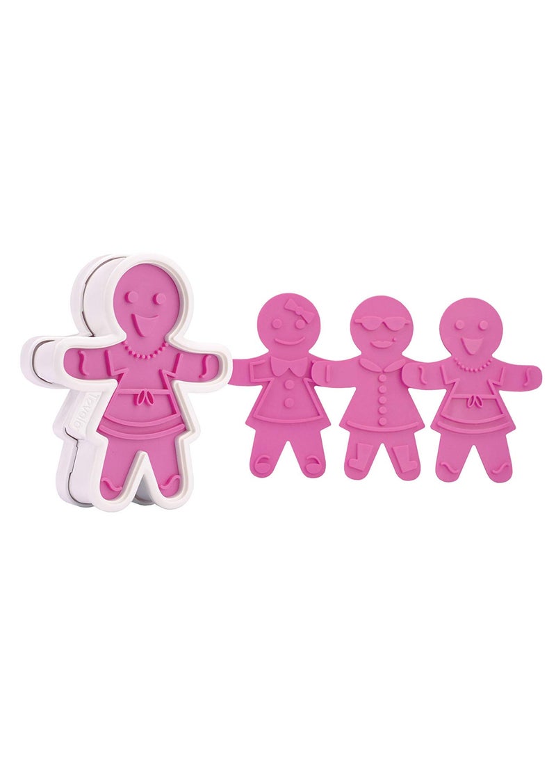Tovolo Gingerbread Girls Templates Reverse Dishwasher Safe Set of 6 Cookie Stamps with Cutter