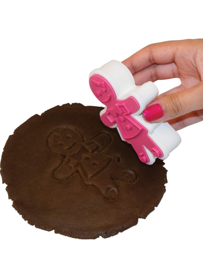 Tovolo Gingerbread Girls Templates Reverse Dishwasher Safe Set of 6 Cookie Stamps with Cutter