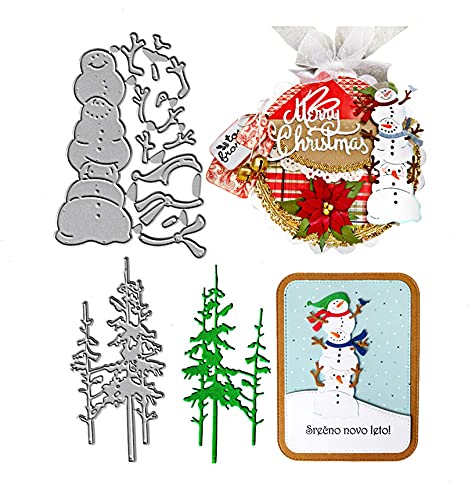 3pcs Snowman Cutting Dies3pcs Christmas Tree Die Cuts Metal Embossing Stencils Template Mould for Card Scrapbooking and DIY Craft Album Paper Card Decor