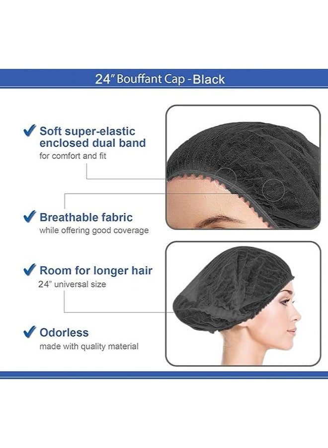 قبعات جراحية للاستخدام مرة واحدة، ١٠٠ قطعة، غطاء رأس مرن من شبكة الشعر، مناسب لمطابخ خدمات الطعام، لون أسود. - Image 3