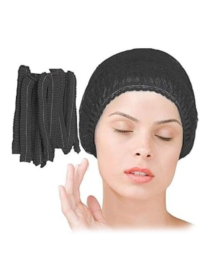 قبعات جراحية للاستخدام مرة واحدة، ١٠٠ قطعة، غطاء رأس مرن من شبكة الشعر، مناسب لمطابخ خدمات الطعام، لون أسود. - Image 1