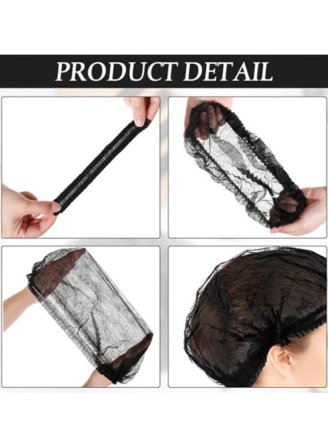 قبعات جراحية للاستخدام مرة واحدة، ١٠٠ قطعة، غطاء رأس مرن من شبكة الشعر، مناسب لمطابخ خدمات الطعام، لون أسود. - Image 4