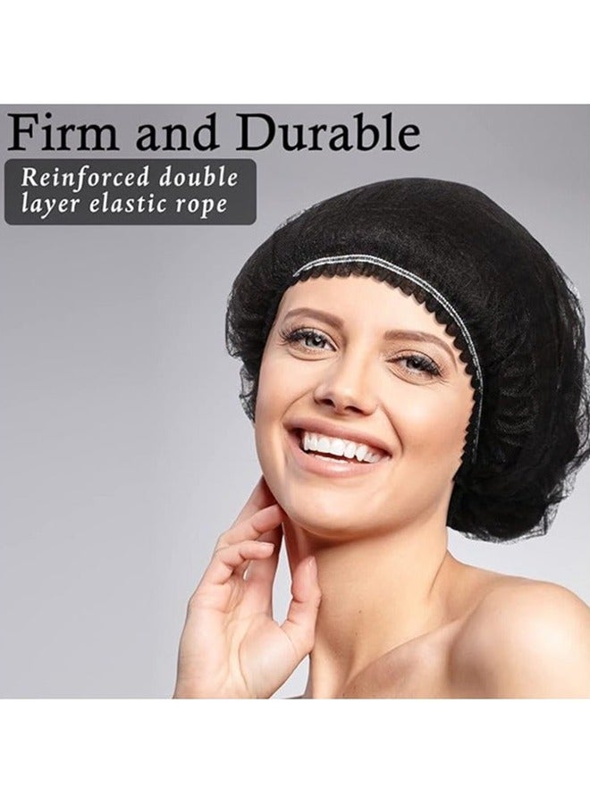 قبعات جراحية للاستخدام مرة واحدة، ١٠٠ قطعة، غطاء رأس مرن من شبكة الشعر، مناسب لمطابخ خدمات الطعام، لون أسود. - Image 5