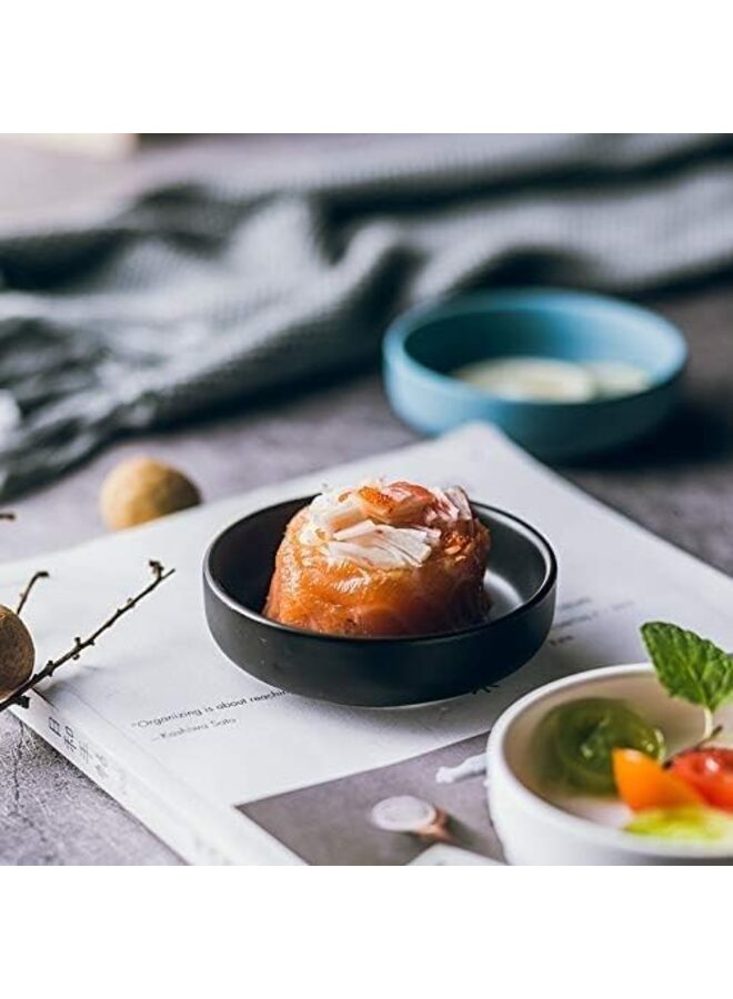 LAMAY 6pcs 3.5 Inch Simple Style Single Color Pattern Stylish Design Multipurpose Porcelain Side Dish Bowl Seasoning Dishes Soy Dipping Sauce Dishes (Size : BLACK) - Image 2